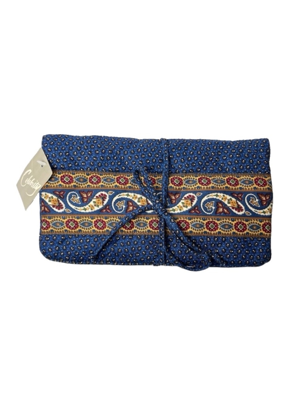 Celebrity 2-Piece Travel Set Blue Paisley Jewelry Roll and Cosmetic Bag NWT - Picture 2 of 9